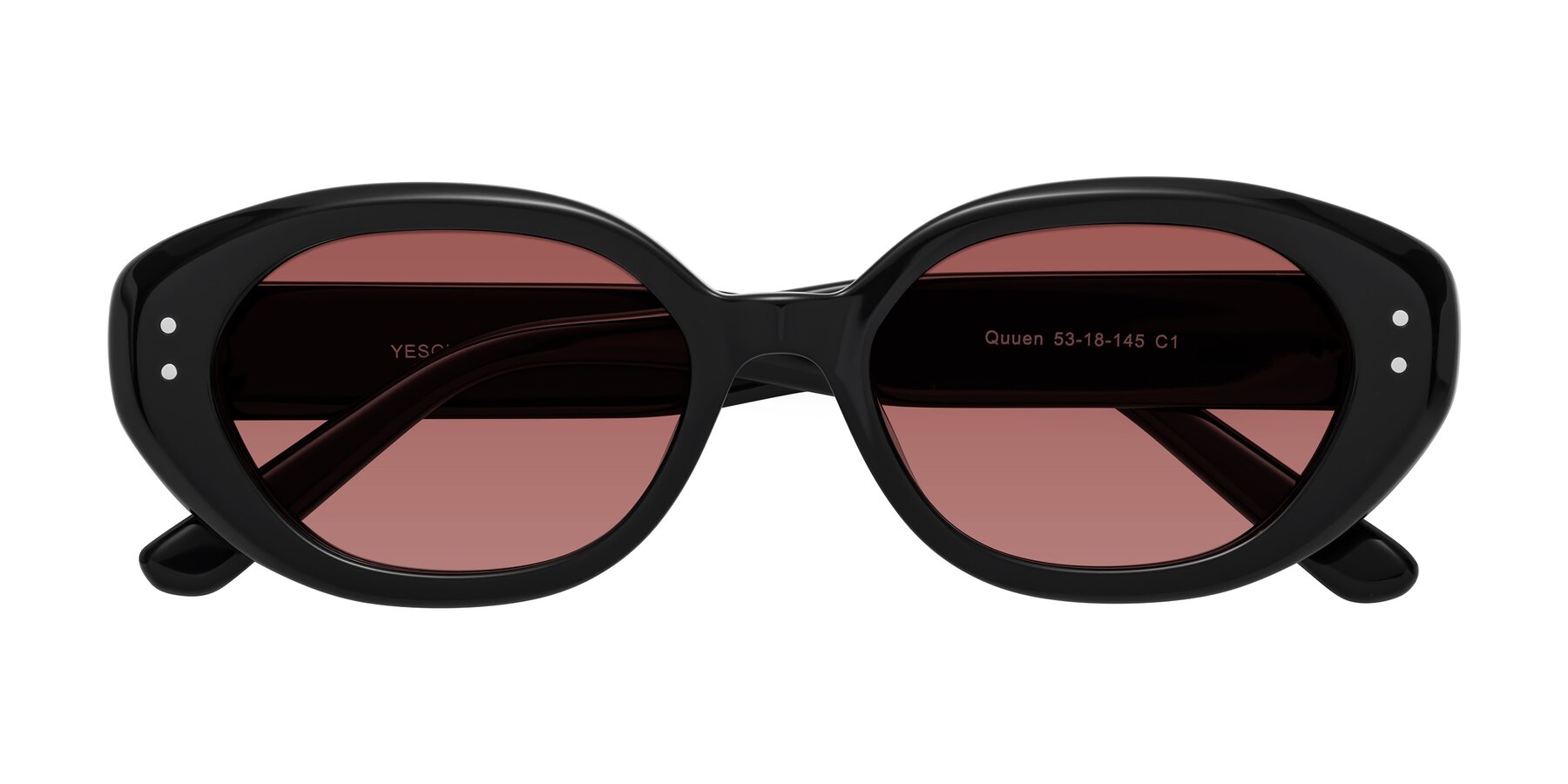 Folded Front of Quuen in Black with Garnet Tinted Lenses