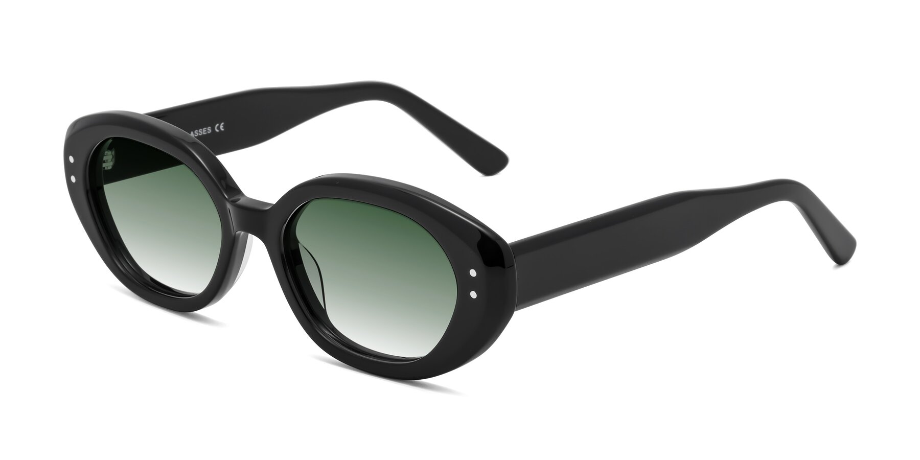 Angle of Quuen in Black with Green Gradient Lenses