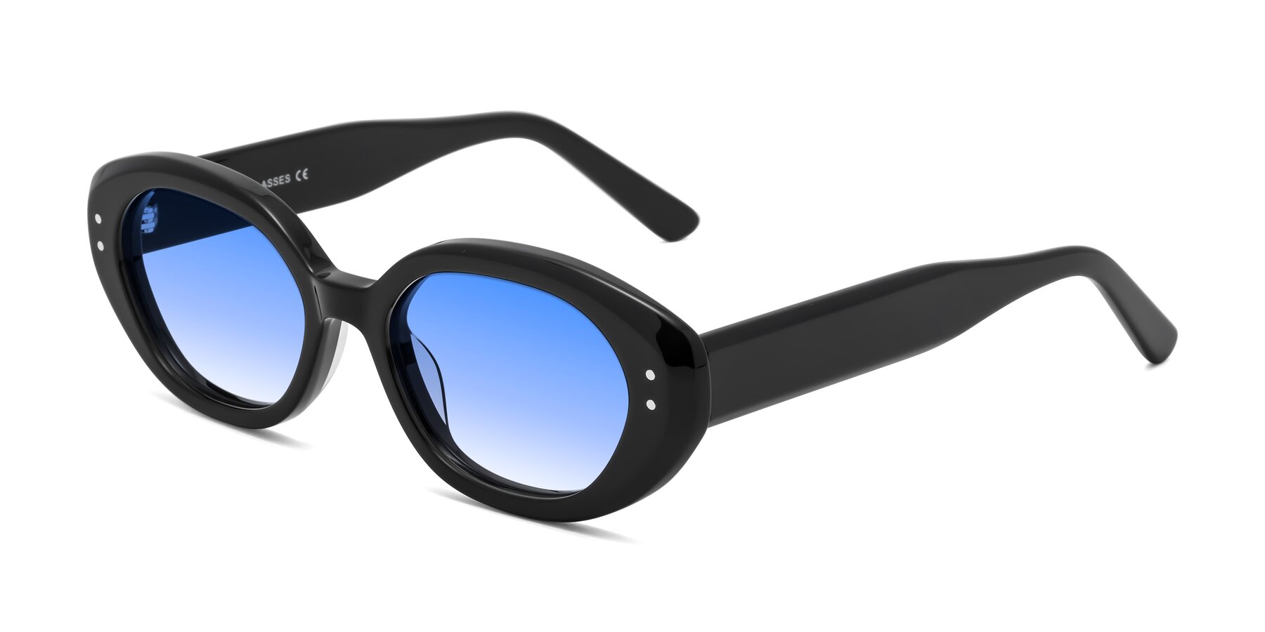 Angle of Quuen in Black with Blue Gradient Lenses