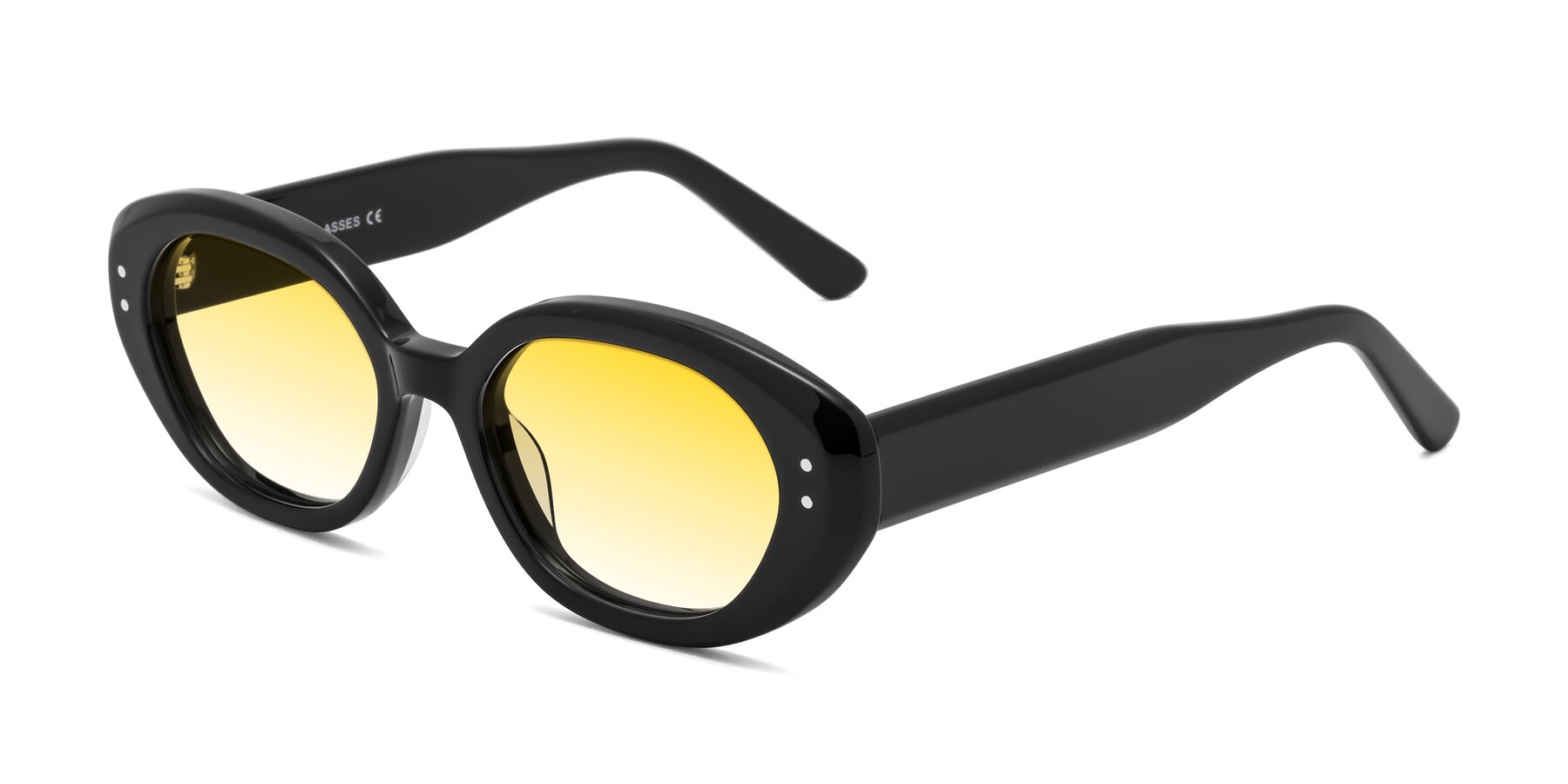 Angle of Quuen in Black with Yellow Gradient Lenses