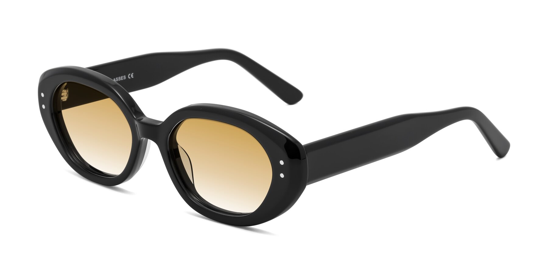 Angle of Quuen in Black with Champagne Gradient Lenses