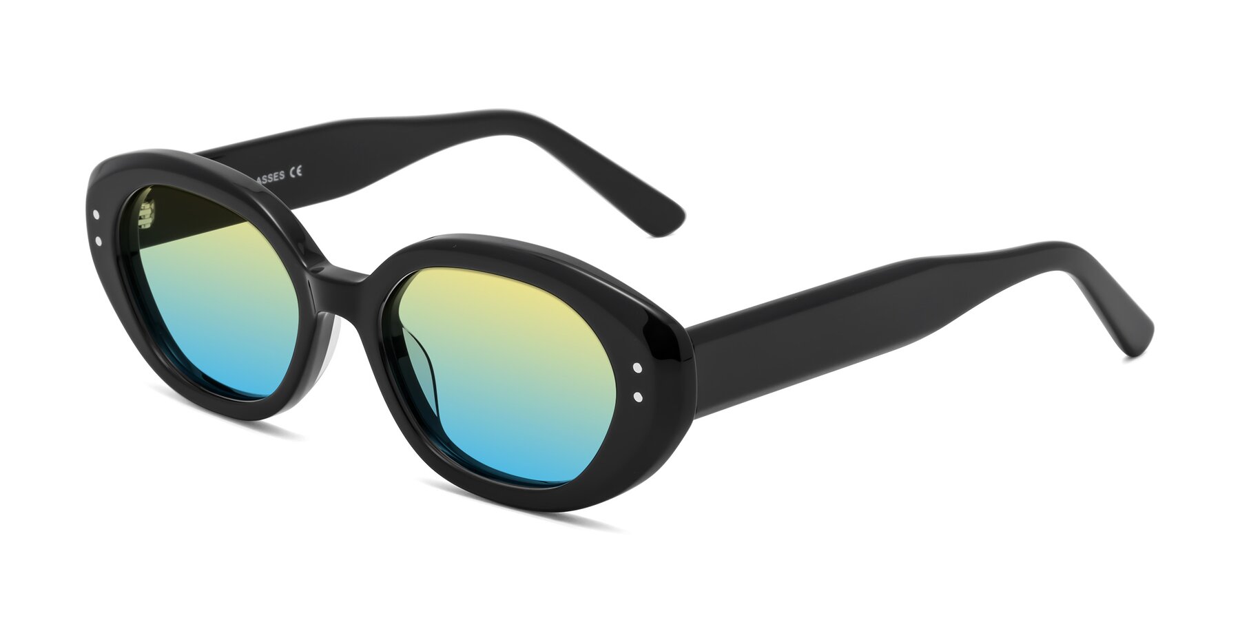 Angle of Quuen in Black with Yellow / Blue Gradient Lenses