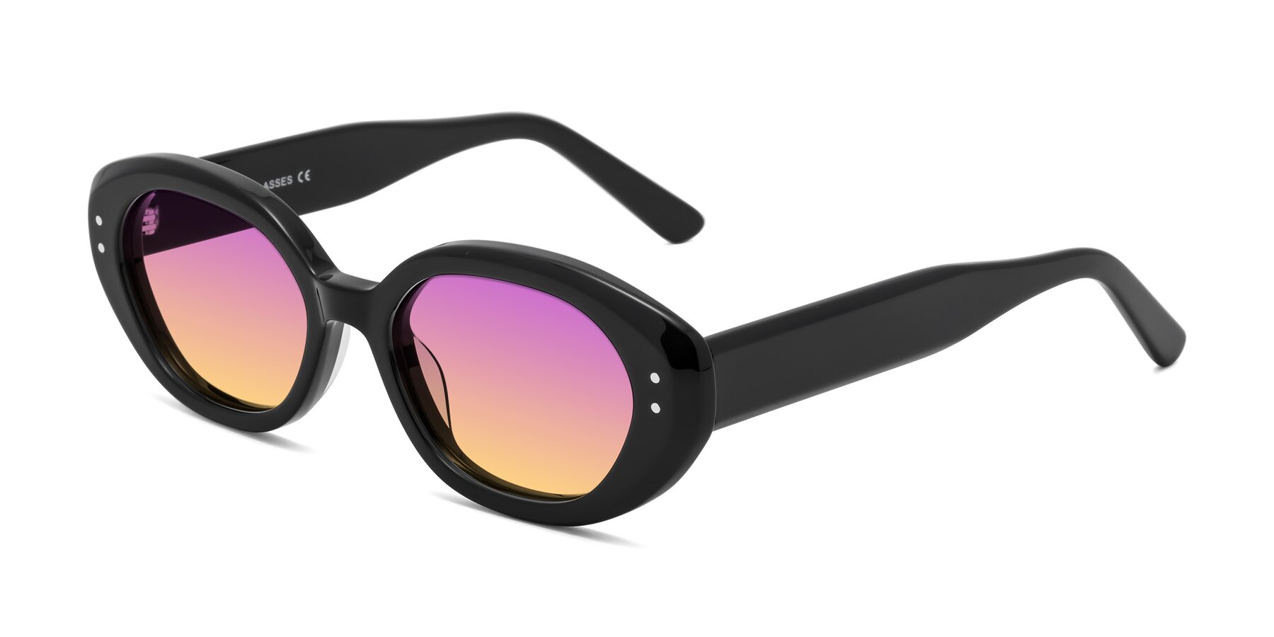 Angle of Quuen in Black with Purple / Yellow Gradient Lenses