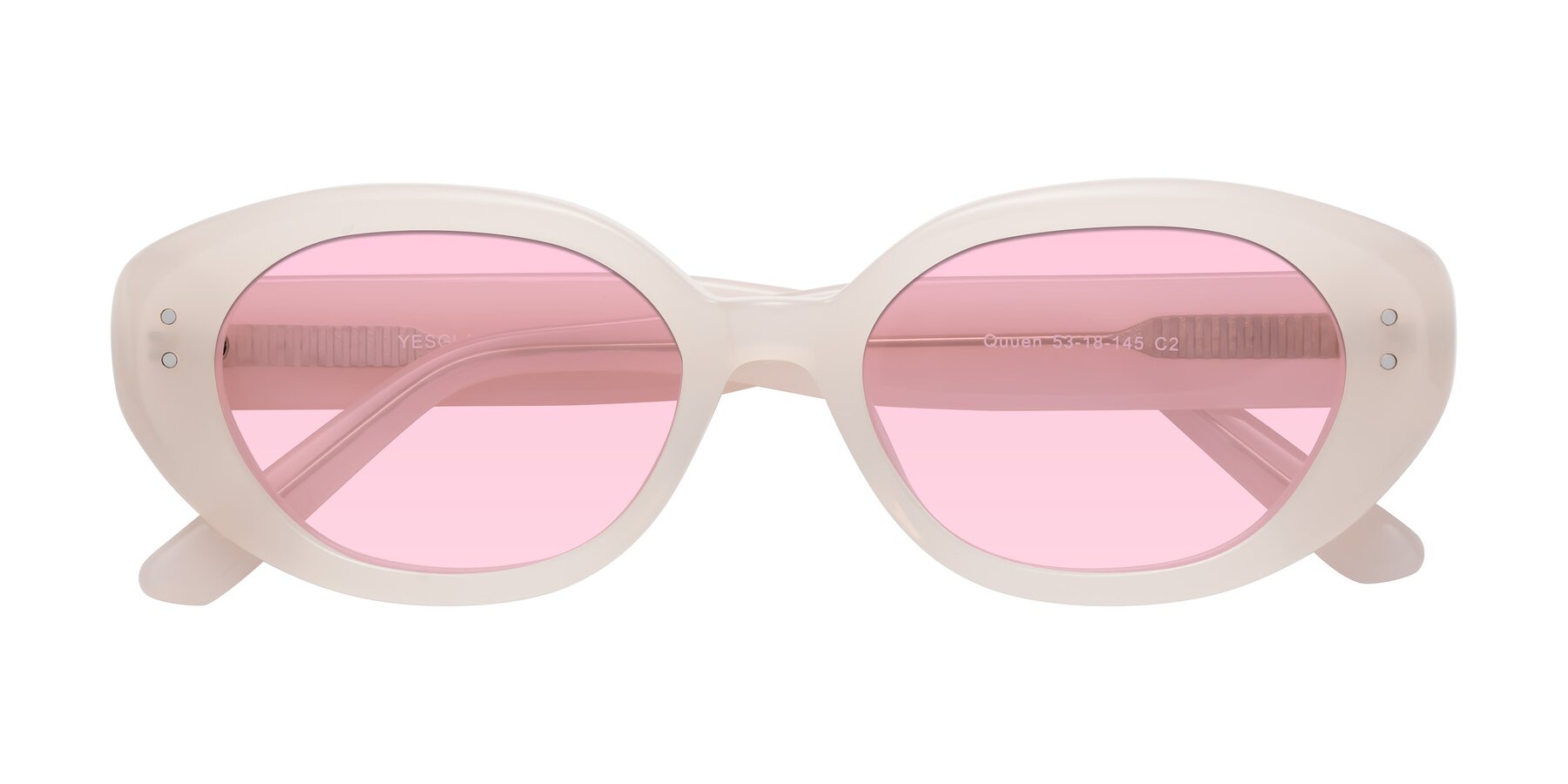 Folded Front of Quuen in Pale Pink with Light Pink Tinted Lenses