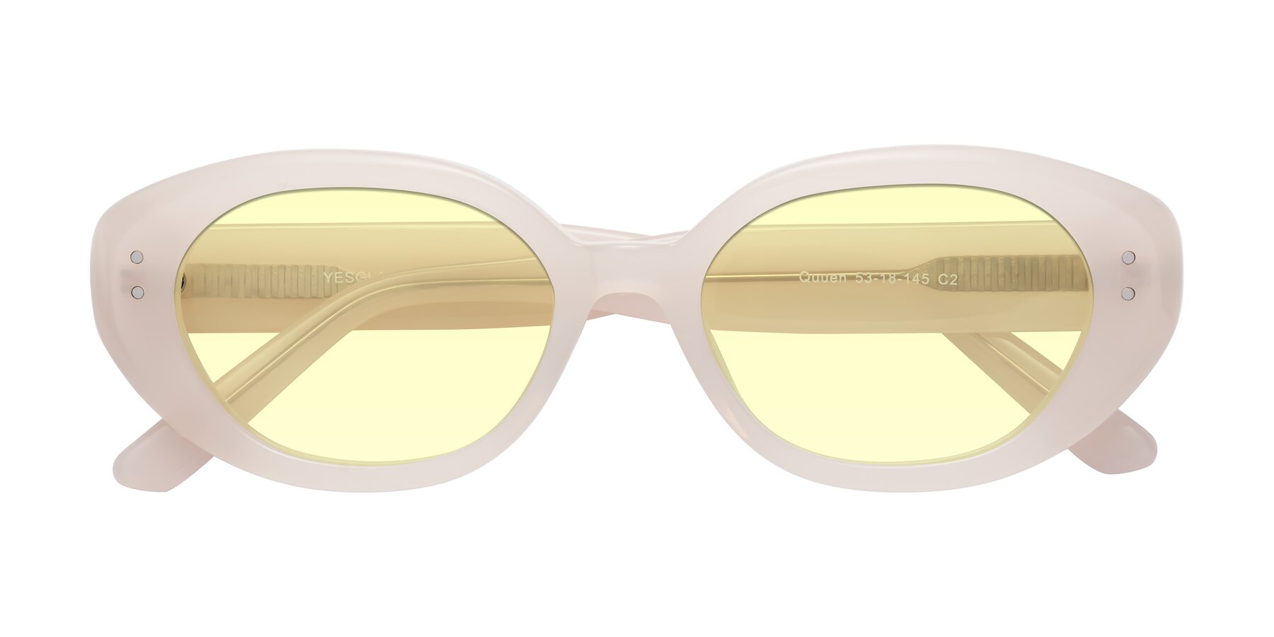 Folded Front of Quuen in Pale Pink with Light Yellow Tinted Lenses