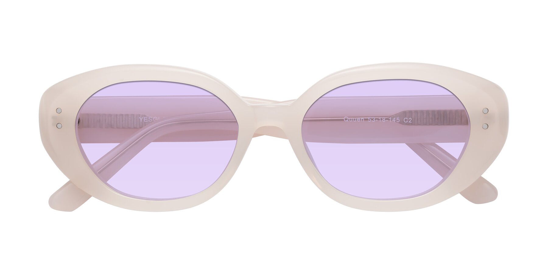 Folded Front of Quuen in Pale Pink with Light Purple Tinted Lenses