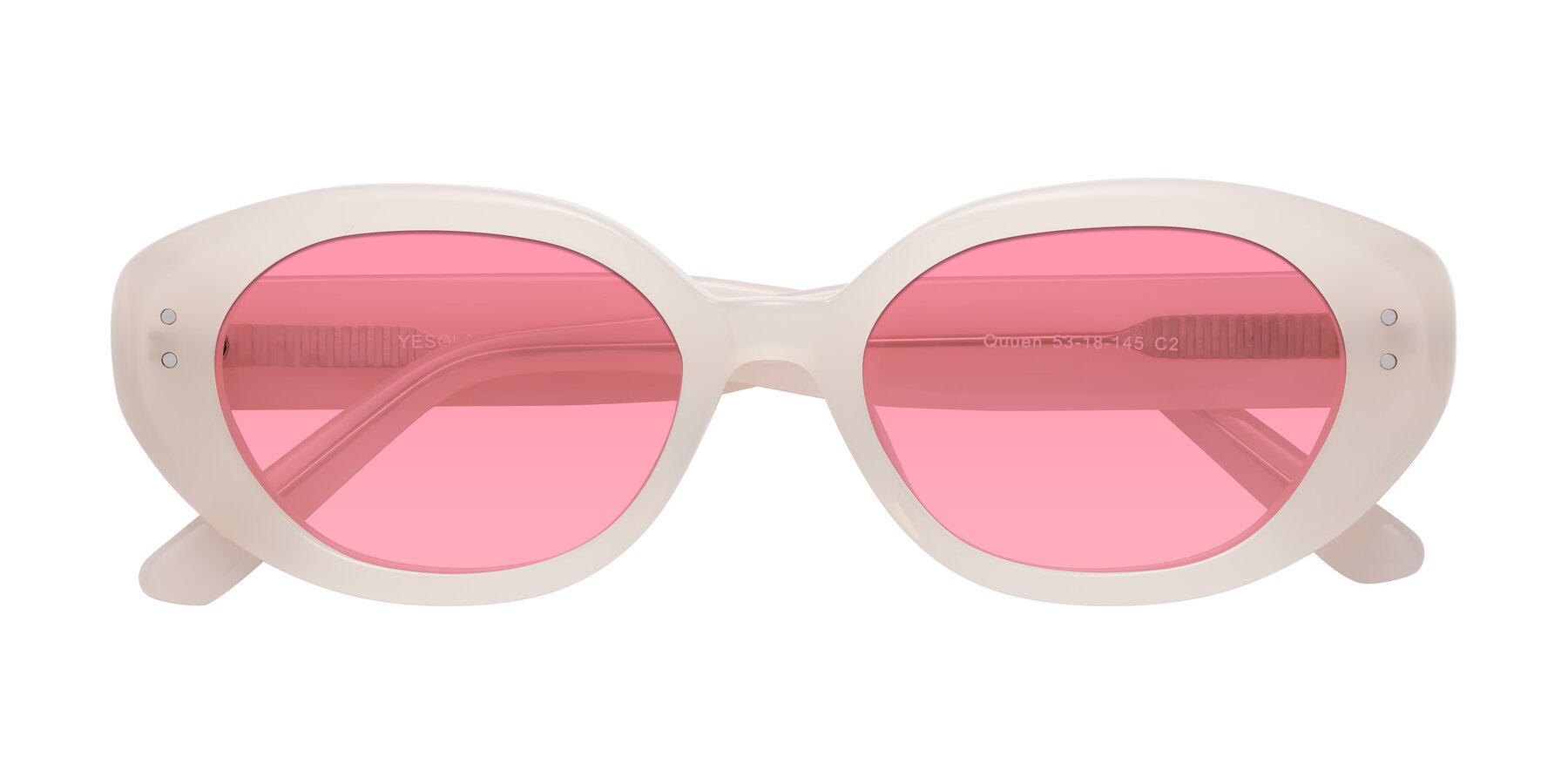 Folded Front of Quuen in Pale Pink with Pink Tinted Lenses