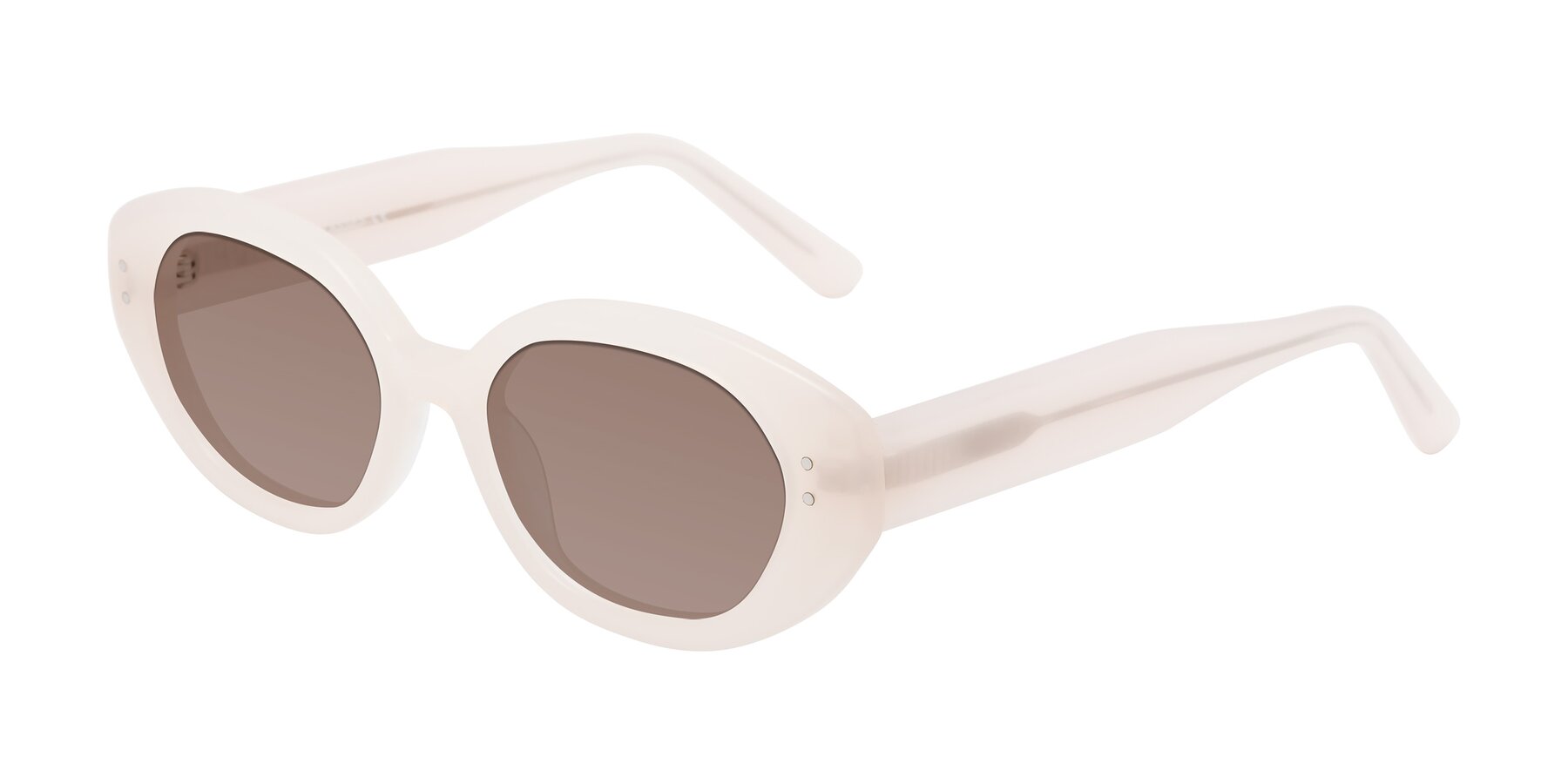 Angle of Quuen in Pale Pink with Medium Brown Tinted Lenses