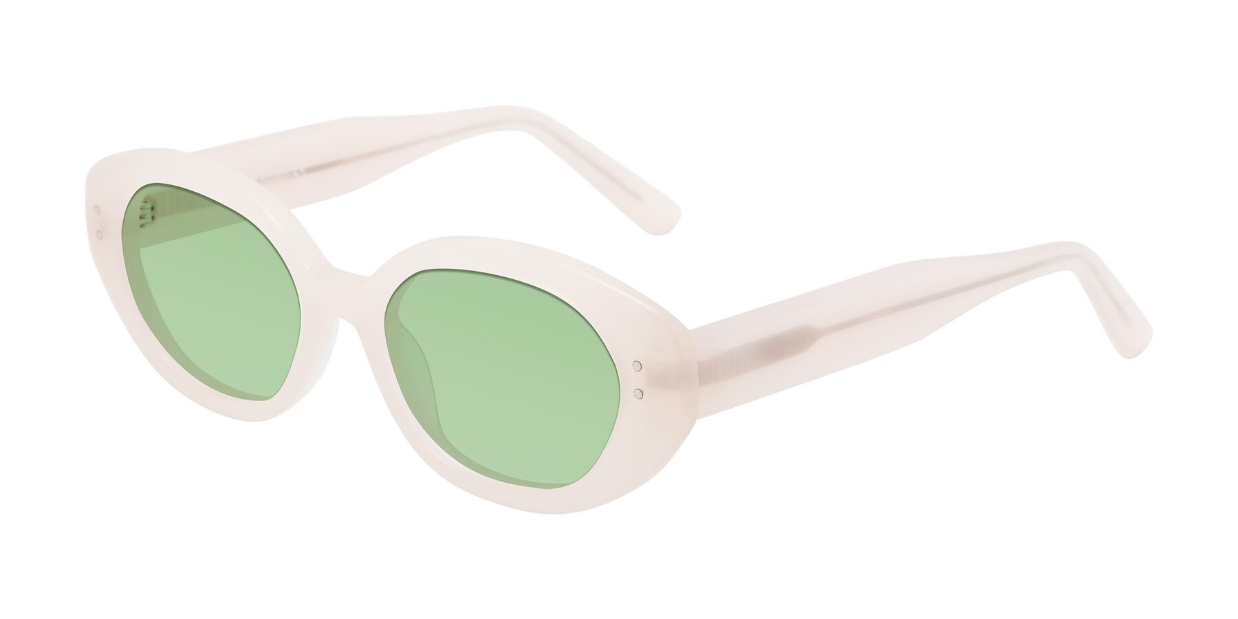 Angle of Quuen in Pale Pink with Medium Green Tinted Lenses