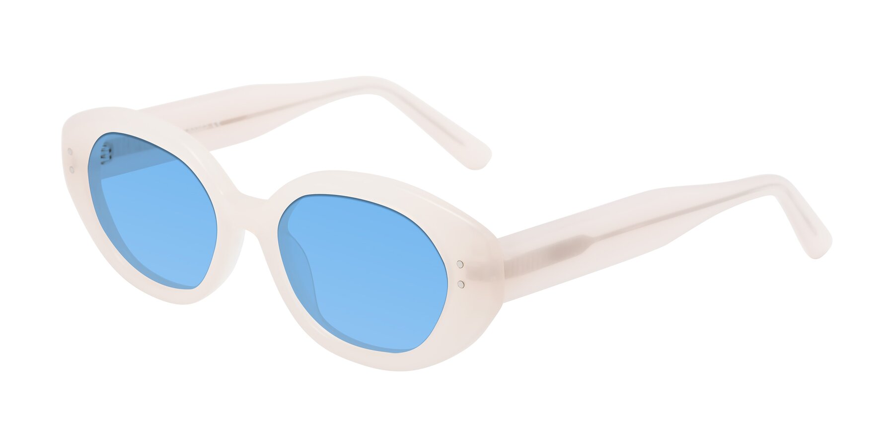 Angle of Quuen in Pale Pink with Medium Blue Tinted Lenses