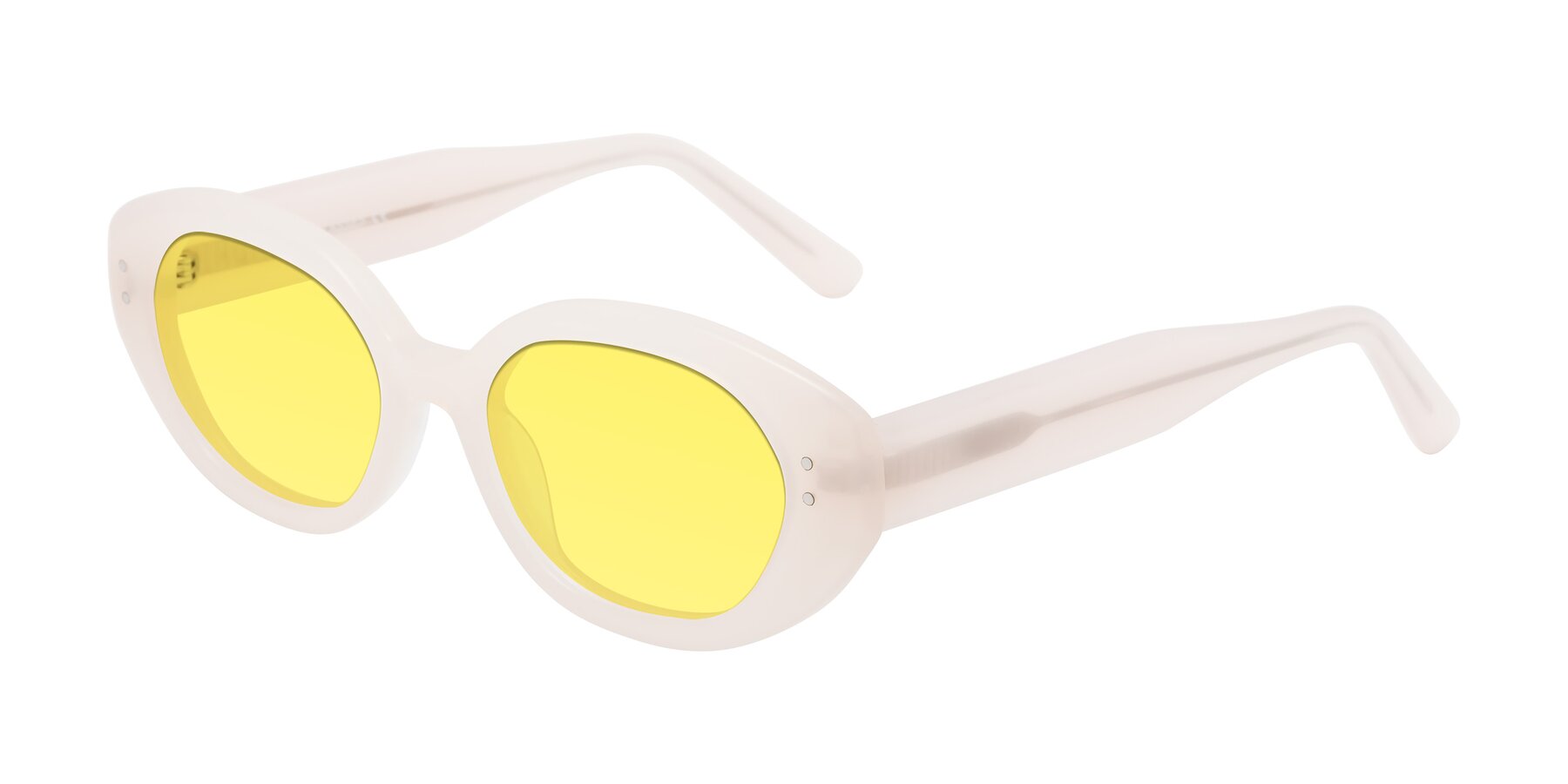 Angle of Quuen in Pale Pink with Medium Yellow Tinted Lenses