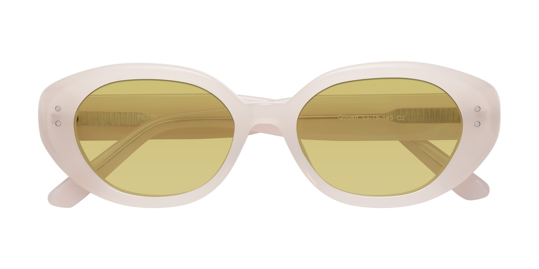 Folded Front of Quuen in Pale Pink with Medium Champagne Tinted Lenses