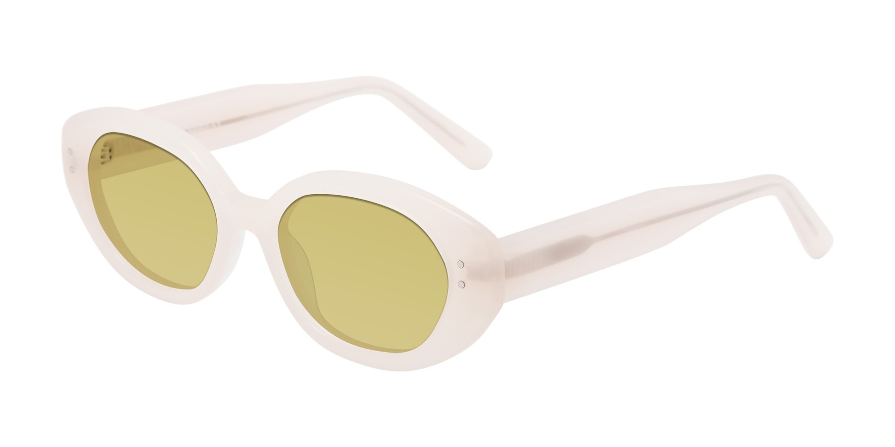 Angle of Quuen in Pale Pink with Medium Champagne Tinted Lenses