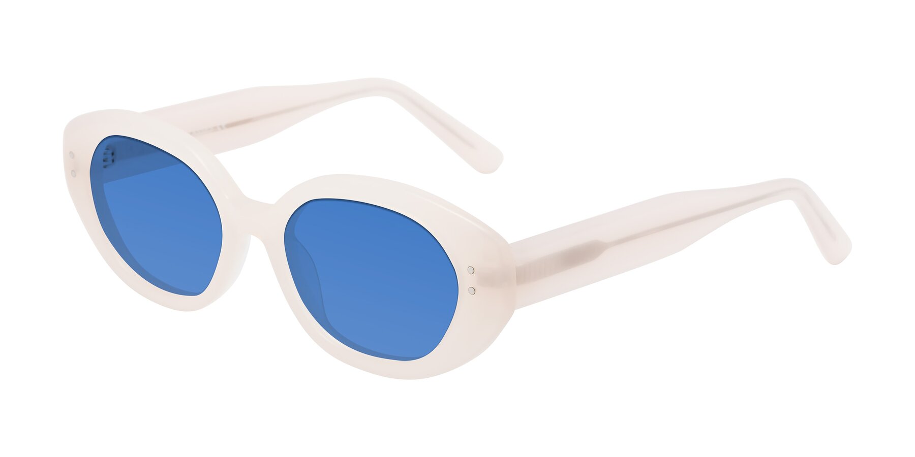 Angle of Quuen in Pale Pink with Blue Tinted Lenses