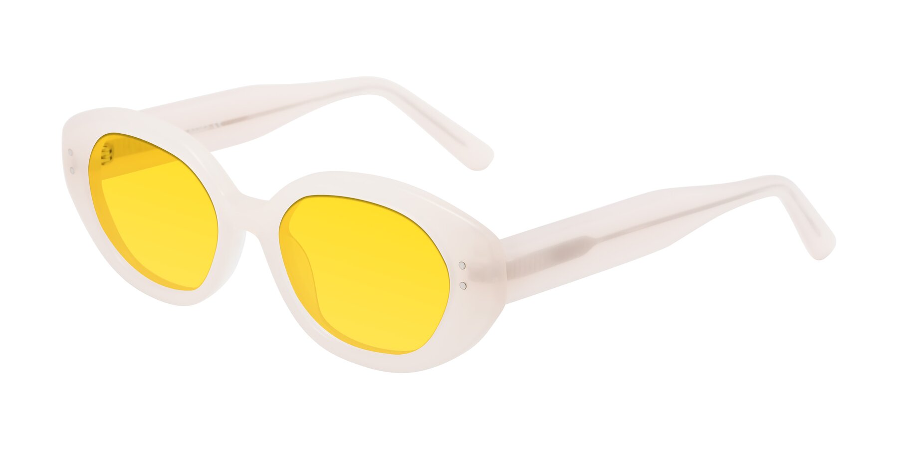 Angle of Quuen in Pale Pink with Yellow Tinted Lenses