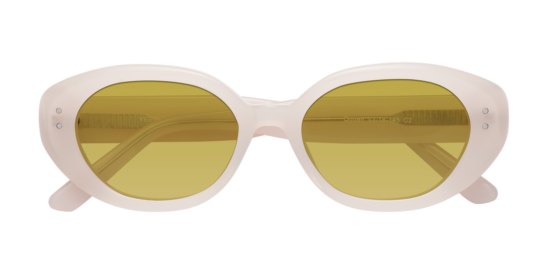 Folded Front of Quuen in Pale Pink with Champagne Tinted Lenses