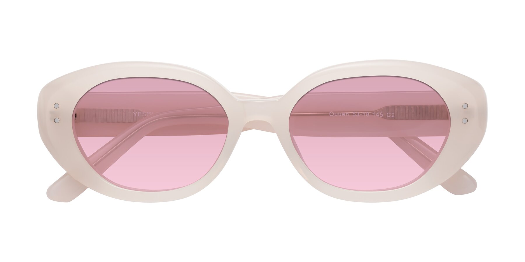 Folded Front of Quuen in Pale Pink with Light Wine Tinted Lenses