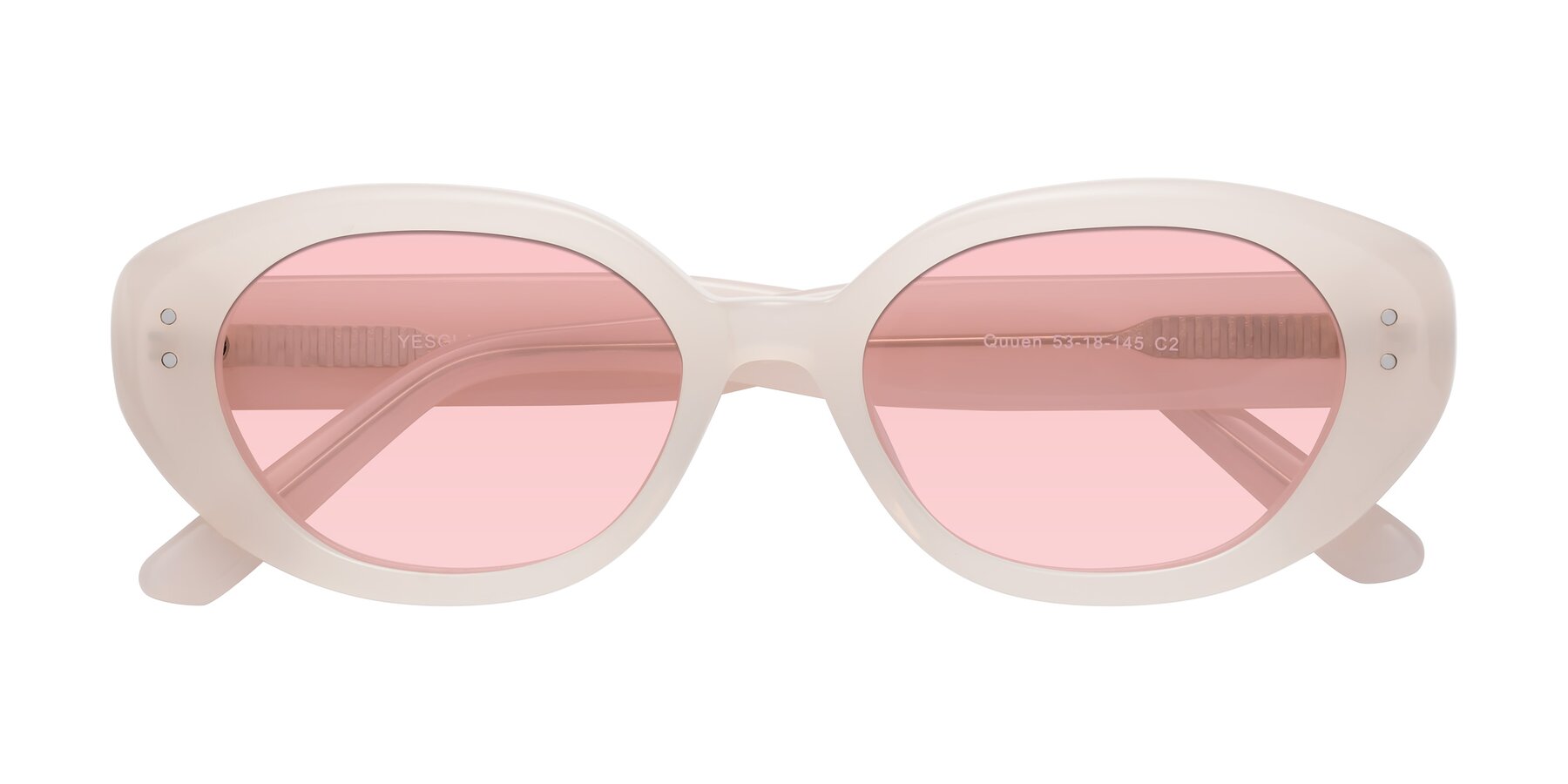 Folded Front of Quuen in Pale Pink with Light Garnet Tinted Lenses