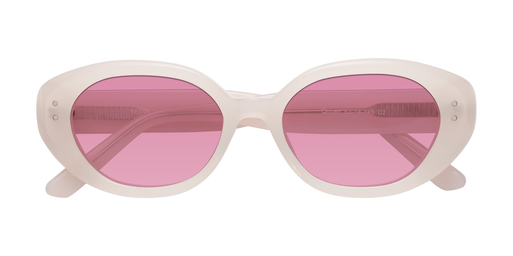 Folded Front of Quuen in Pale Pink with Medium Wine Tinted Lenses