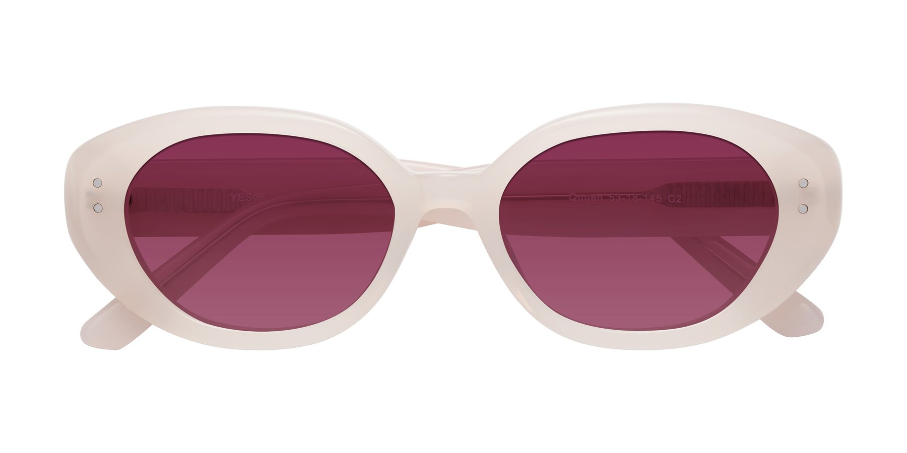 Folded Front of Quuen in Pale Pink with Wine Tinted Lenses