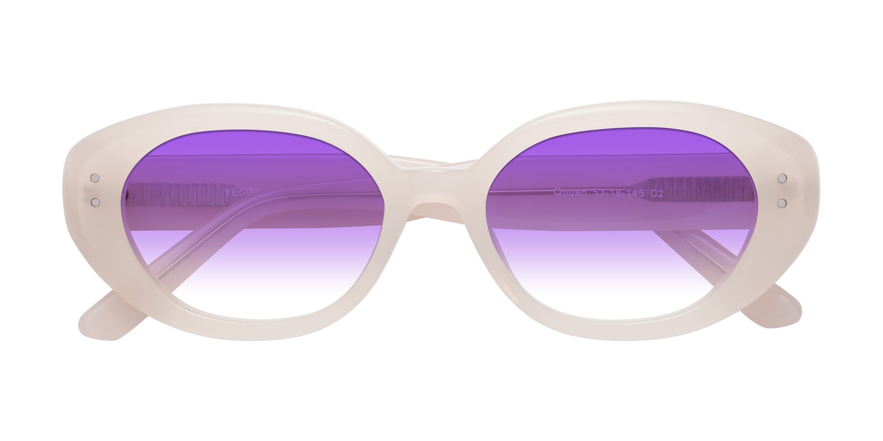 Folded Front of Quuen in Pale Pink with Purple Gradient Lenses