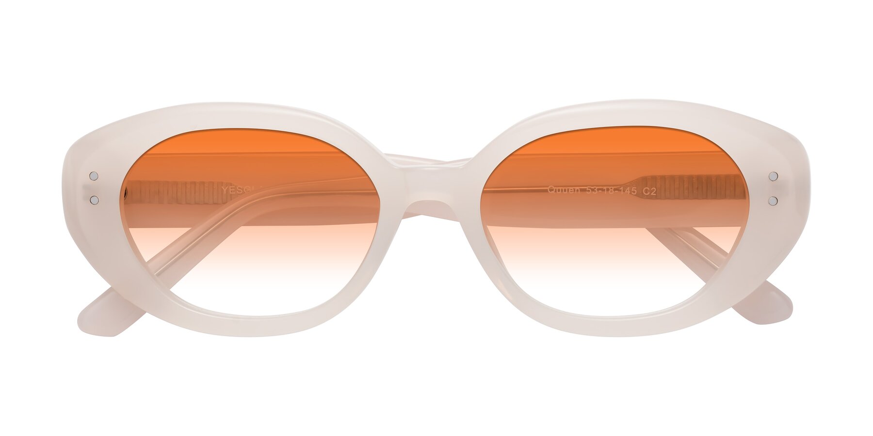 Folded Front of Quuen in Pale Pink with Orange Gradient Lenses