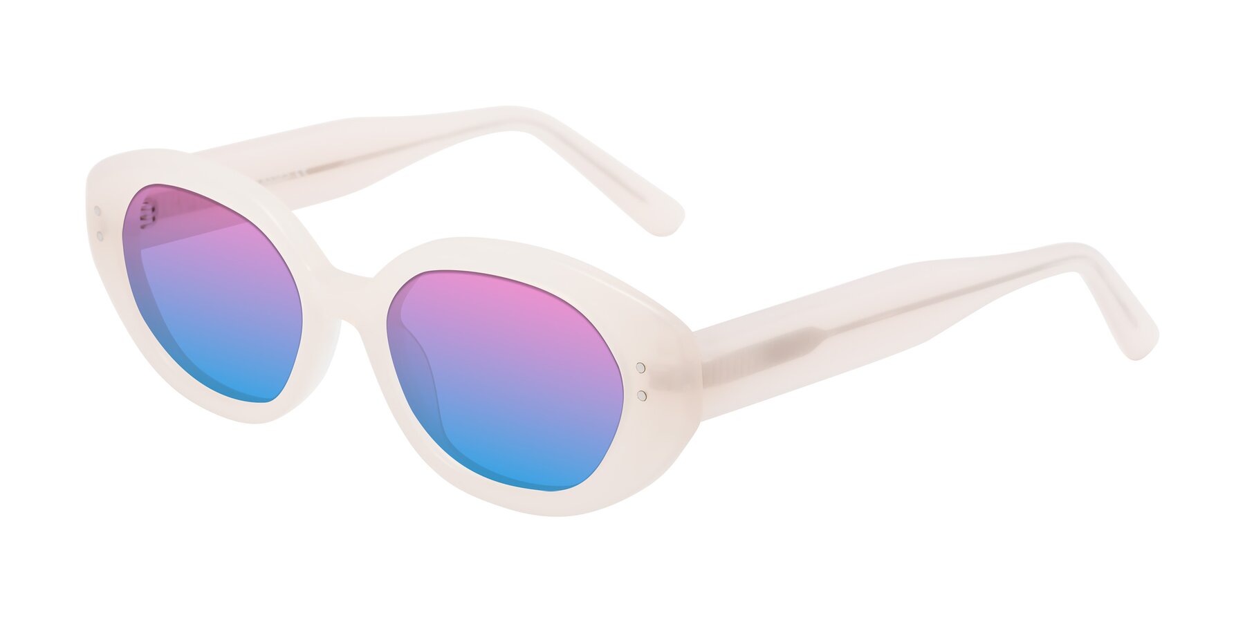 Angle of Quuen in Pale Pink with Pink / Blue Gradient Lenses