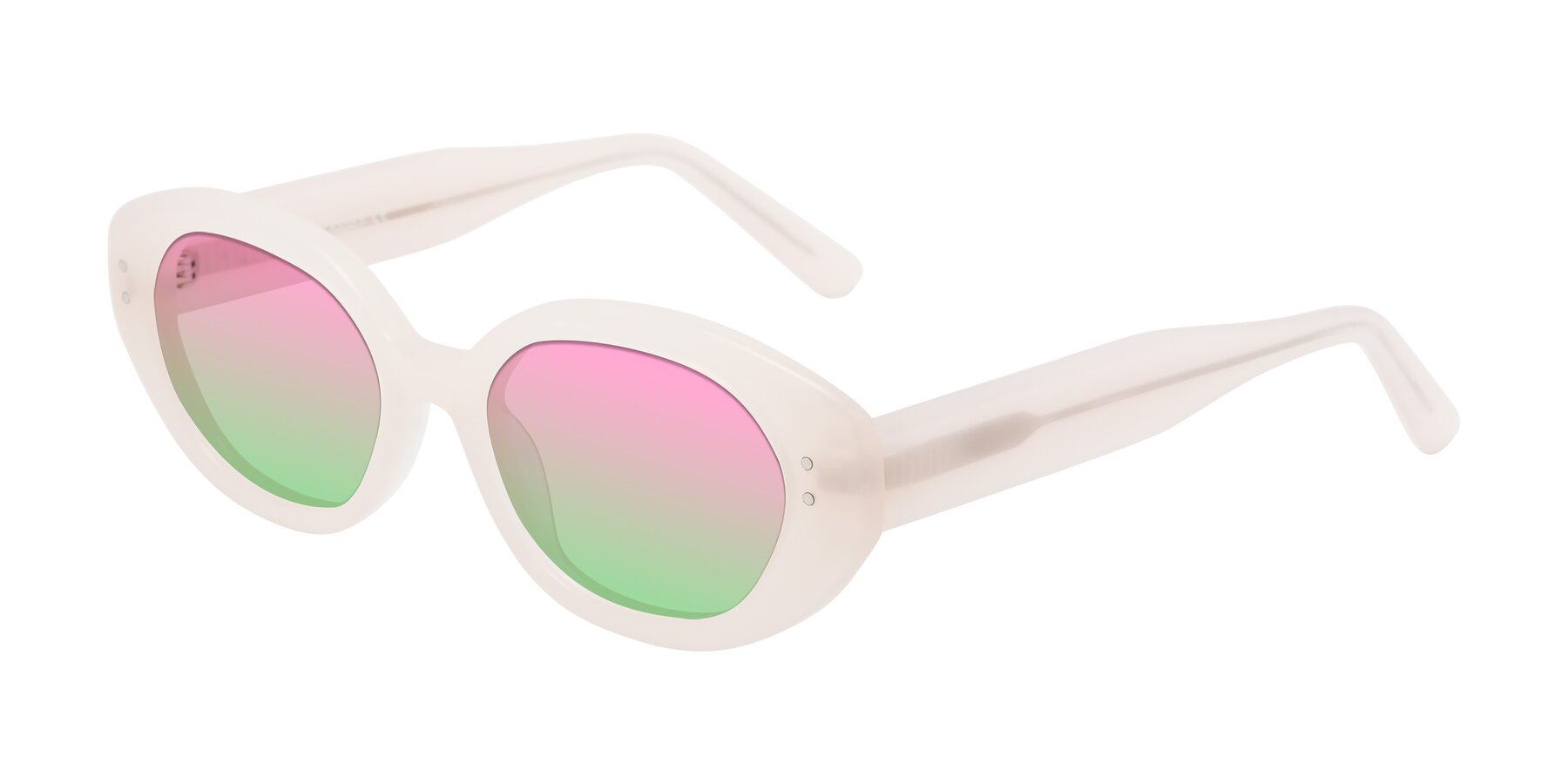 Angle of Quuen in Pale Pink with Pink / Green Gradient Lenses