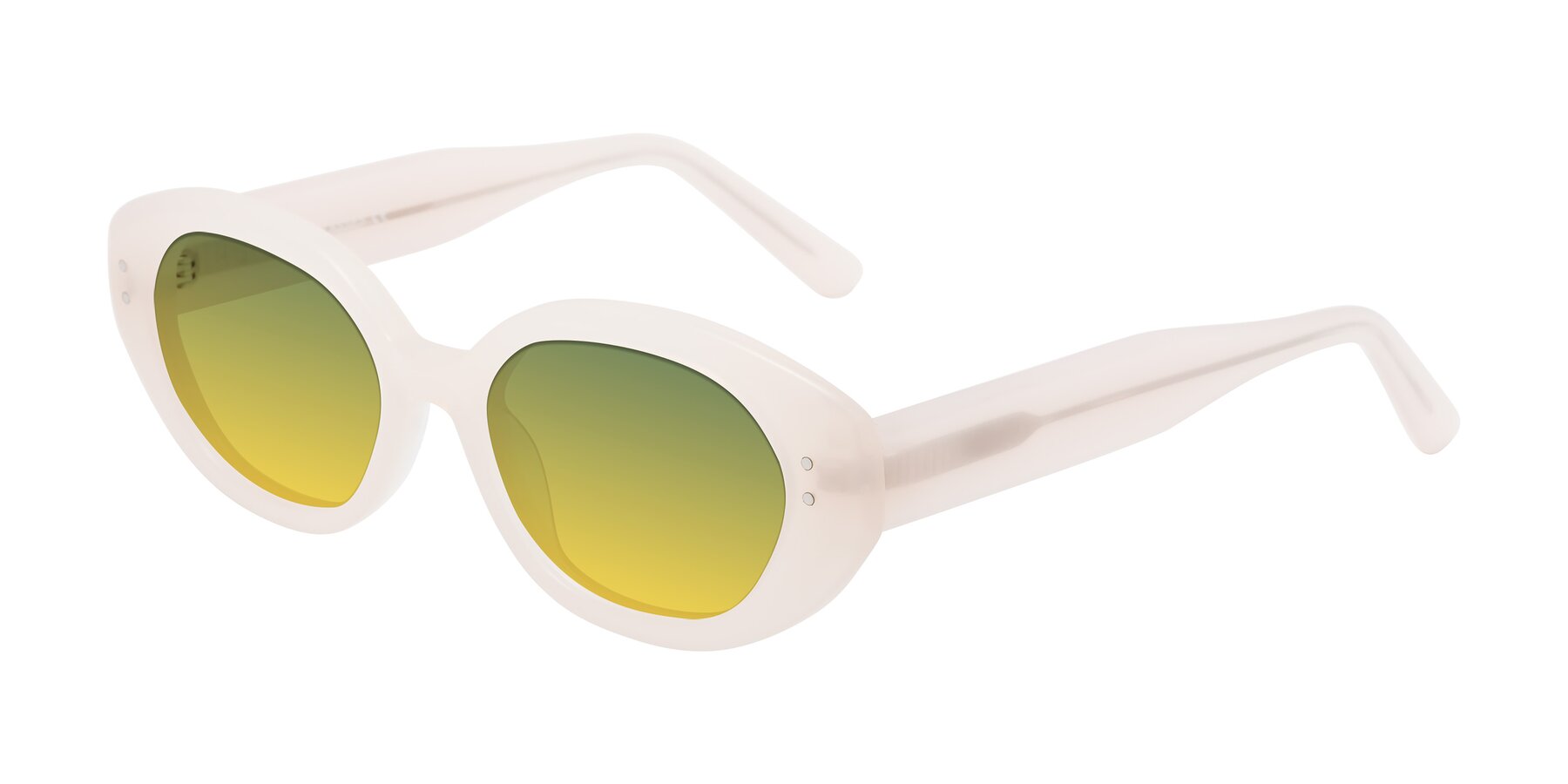 Angle of Quuen in Pale Pink with Green / Yellow Gradient Lenses