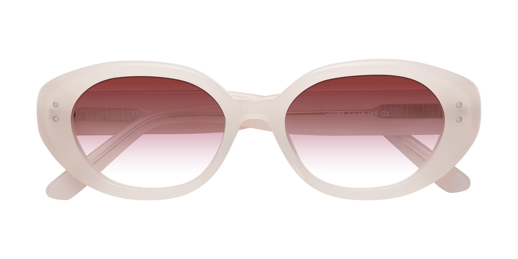 Folded Front of Quuen in Pale Pink with Garnet Gradient Lenses