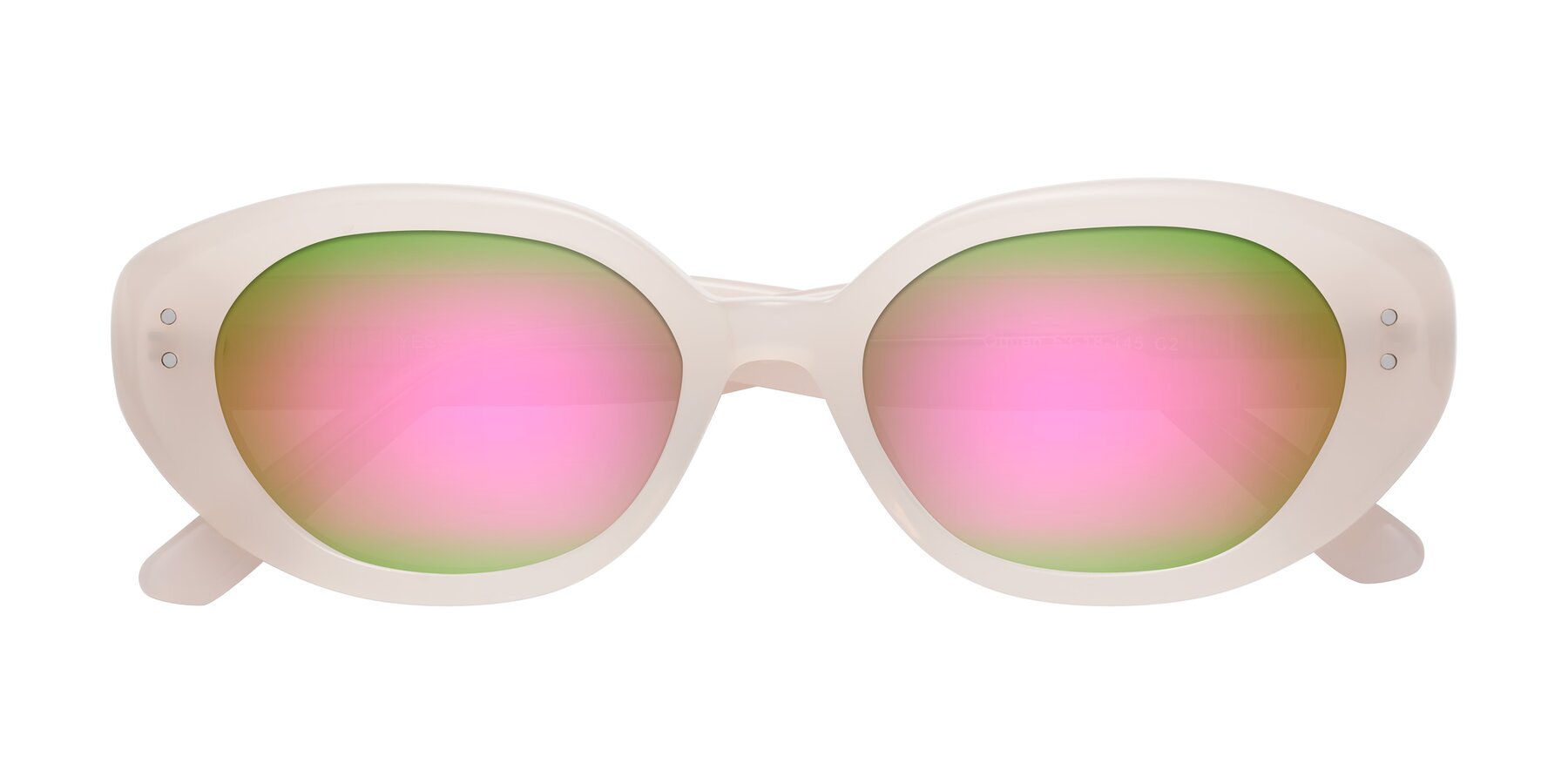 Folded Front of Quuen in Pale Pink with Pink Mirrored Lenses