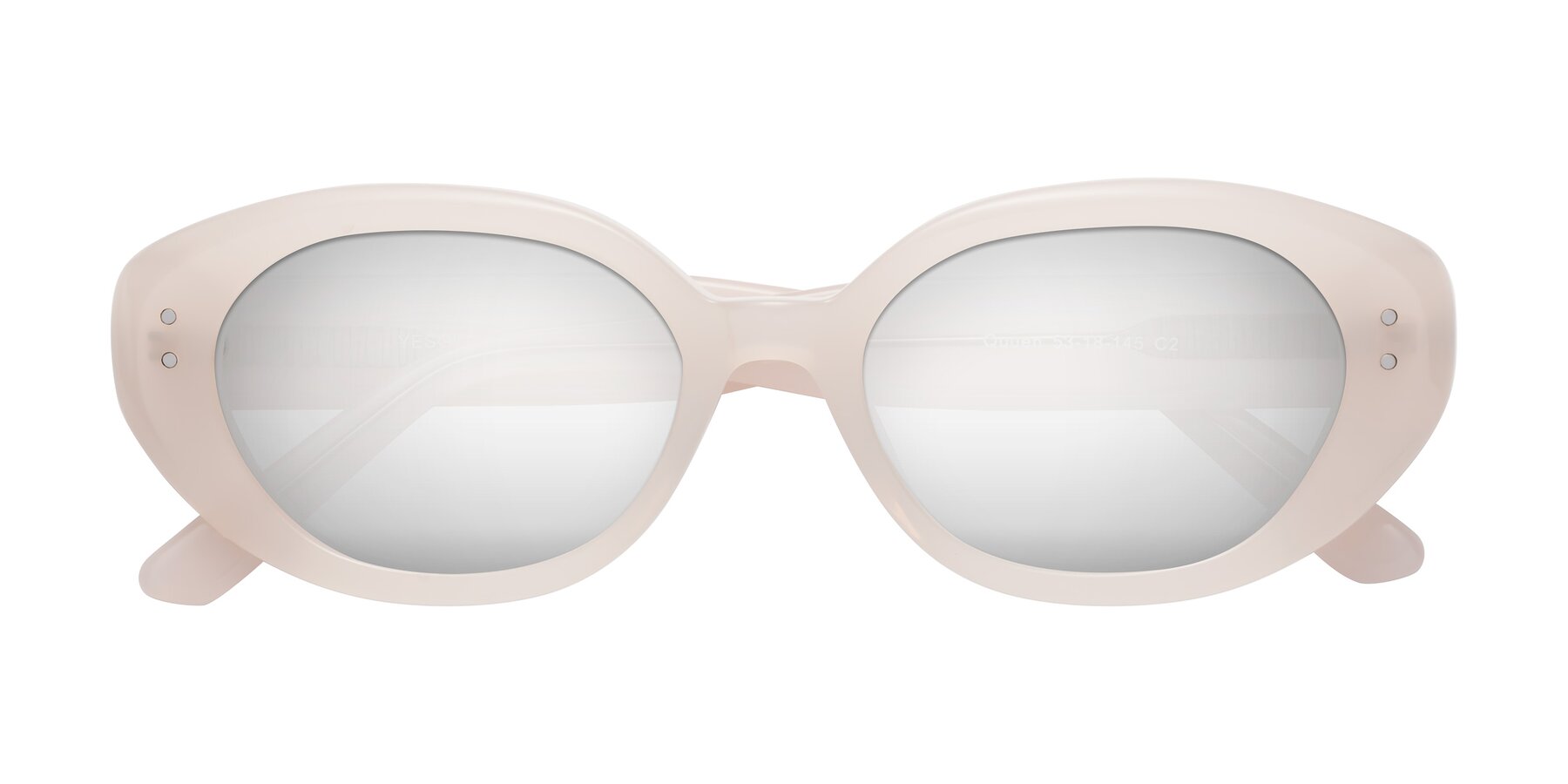 Folded Front of Quuen in Pale Pink with Silver Mirrored Lenses