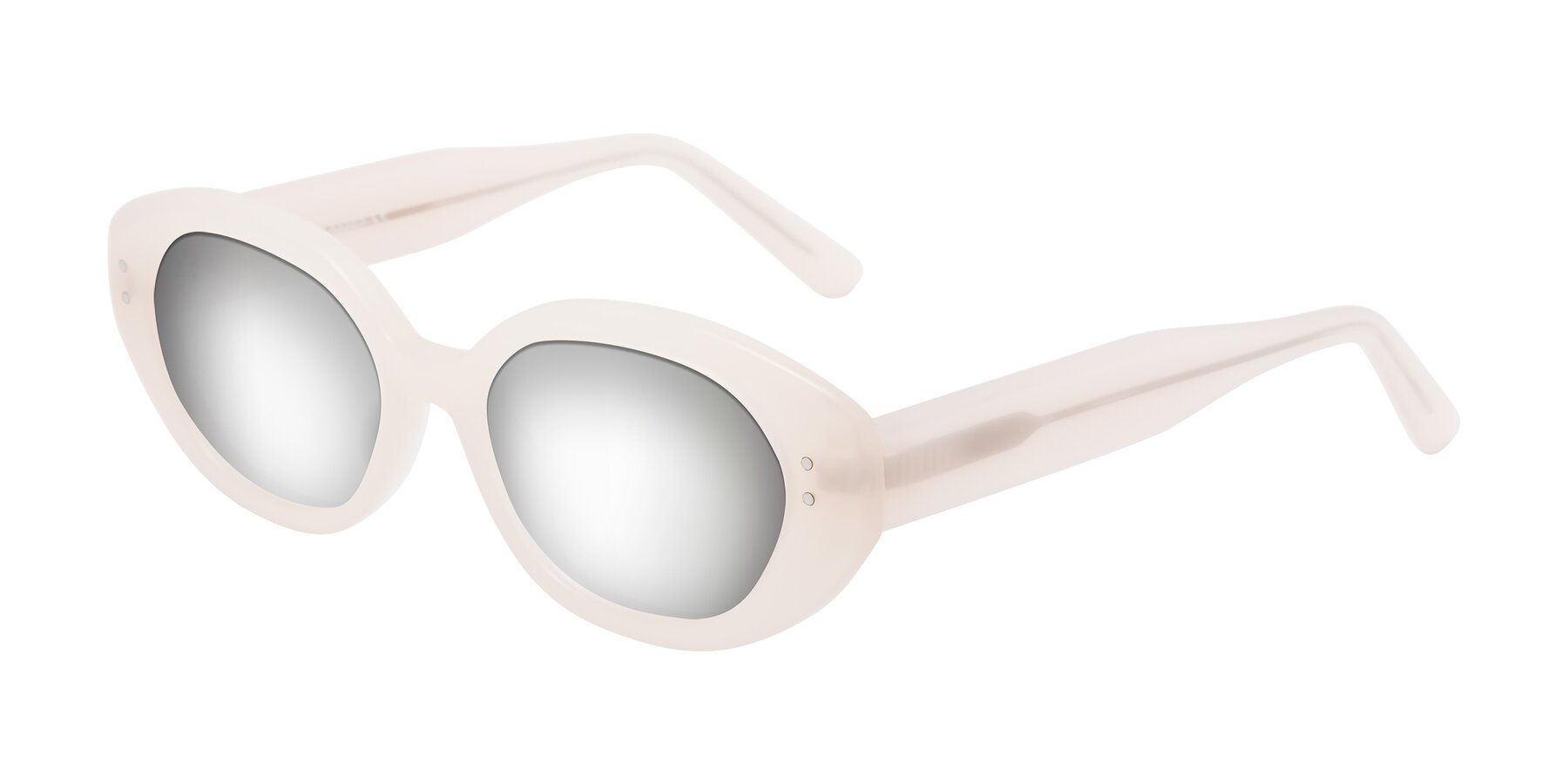 Angle of Quuen in Pale Pink with Silver Mirrored Lenses