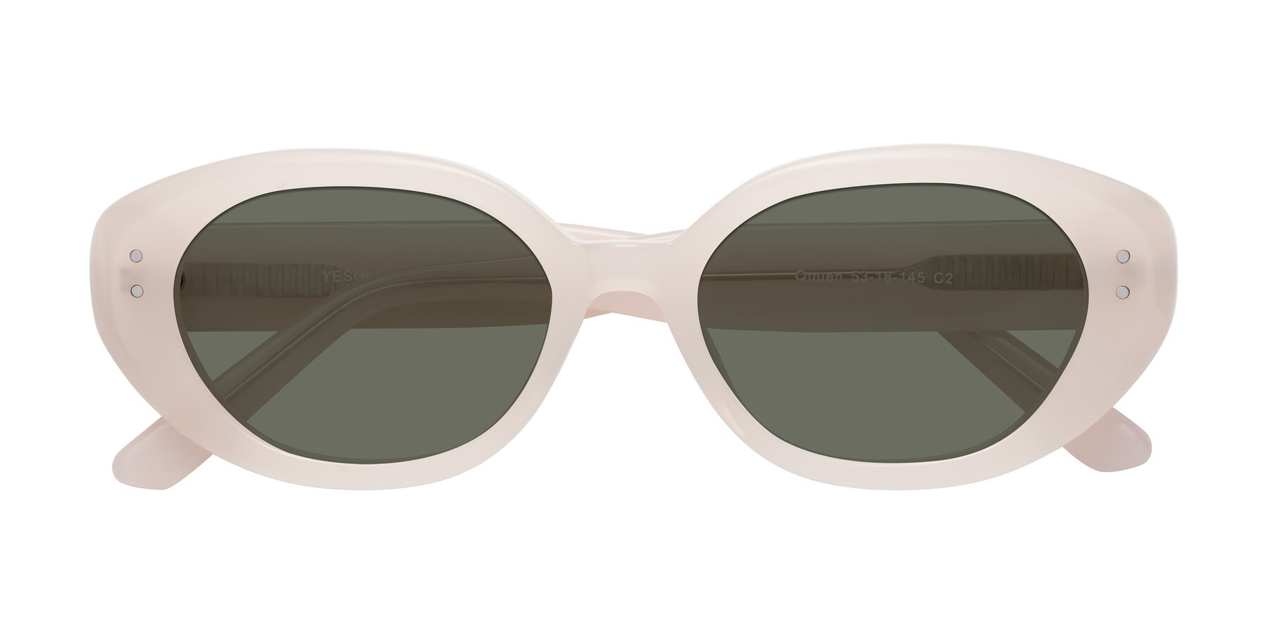 Folded Front of Quuen in Pale Pink with Gray Polarized Lenses