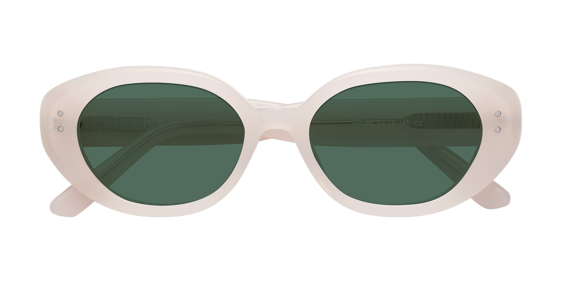 Folded Front of Quuen in Pale Pink with Green Polarized Lenses