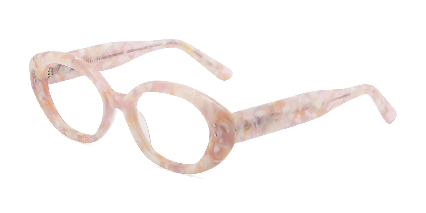 Angle of Quuen in Light Pink Tortoise with Clear Blue Light Blocking Lenses