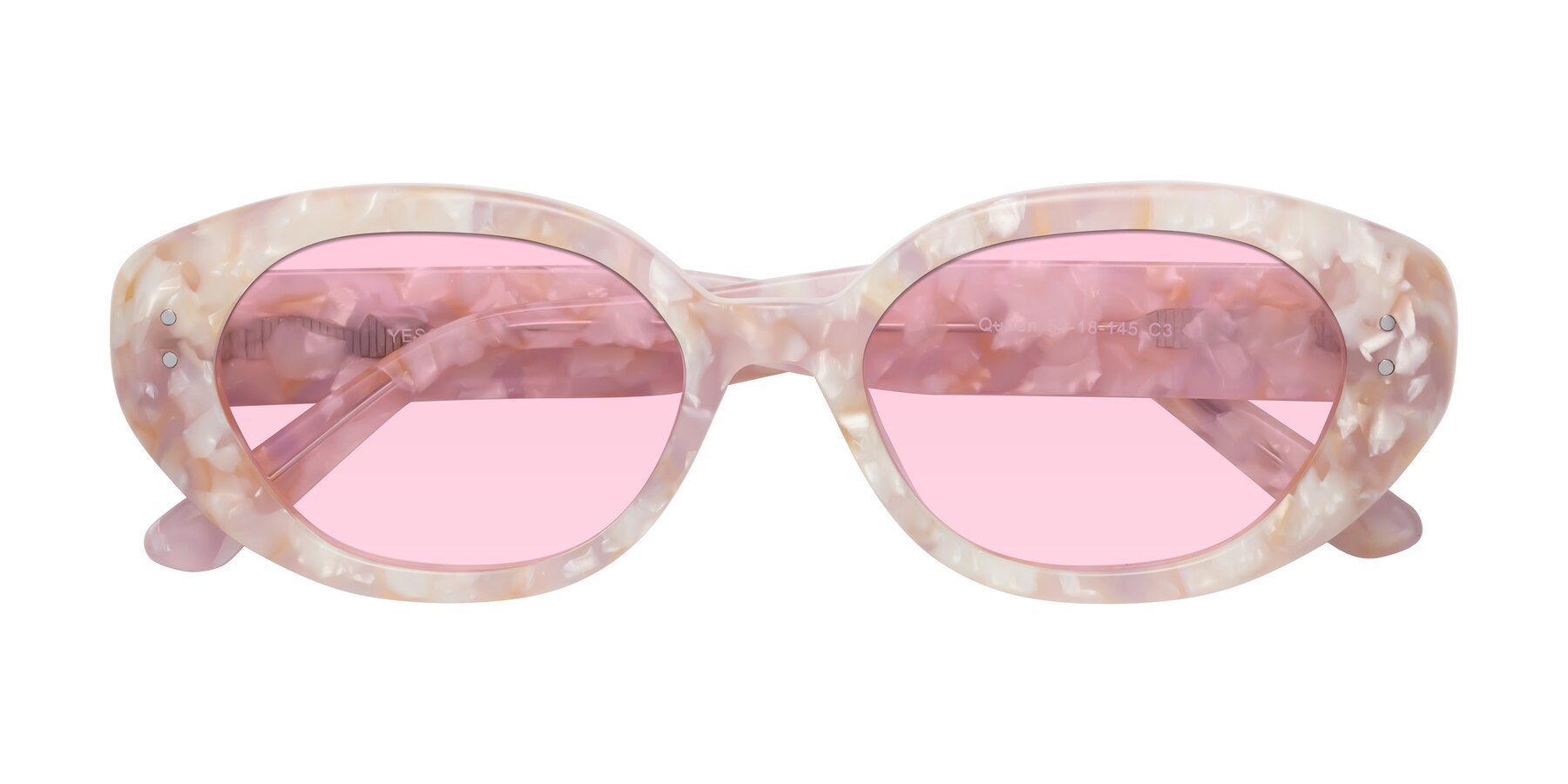 Folded Front of Quuen in Light Pink Tortoise with Light Pink Tinted Lenses