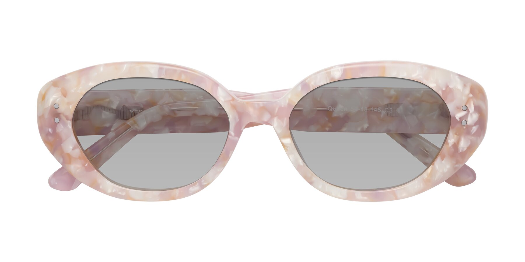 Folded Front of Quuen in Light Pink Tortoise with Light Gray Tinted Lenses