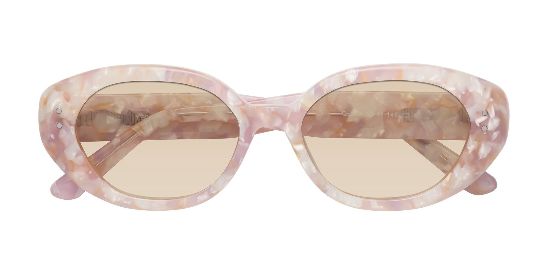 Folded Front of Quuen in Light Pink Tortoise with Light Brown Tinted Lenses