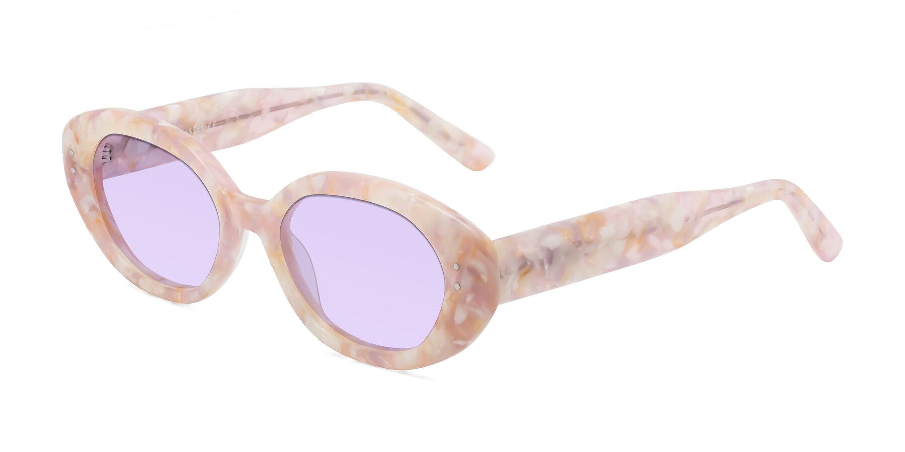 Angle of Quuen in Light Pink Tortoise with Light Purple Tinted Lenses