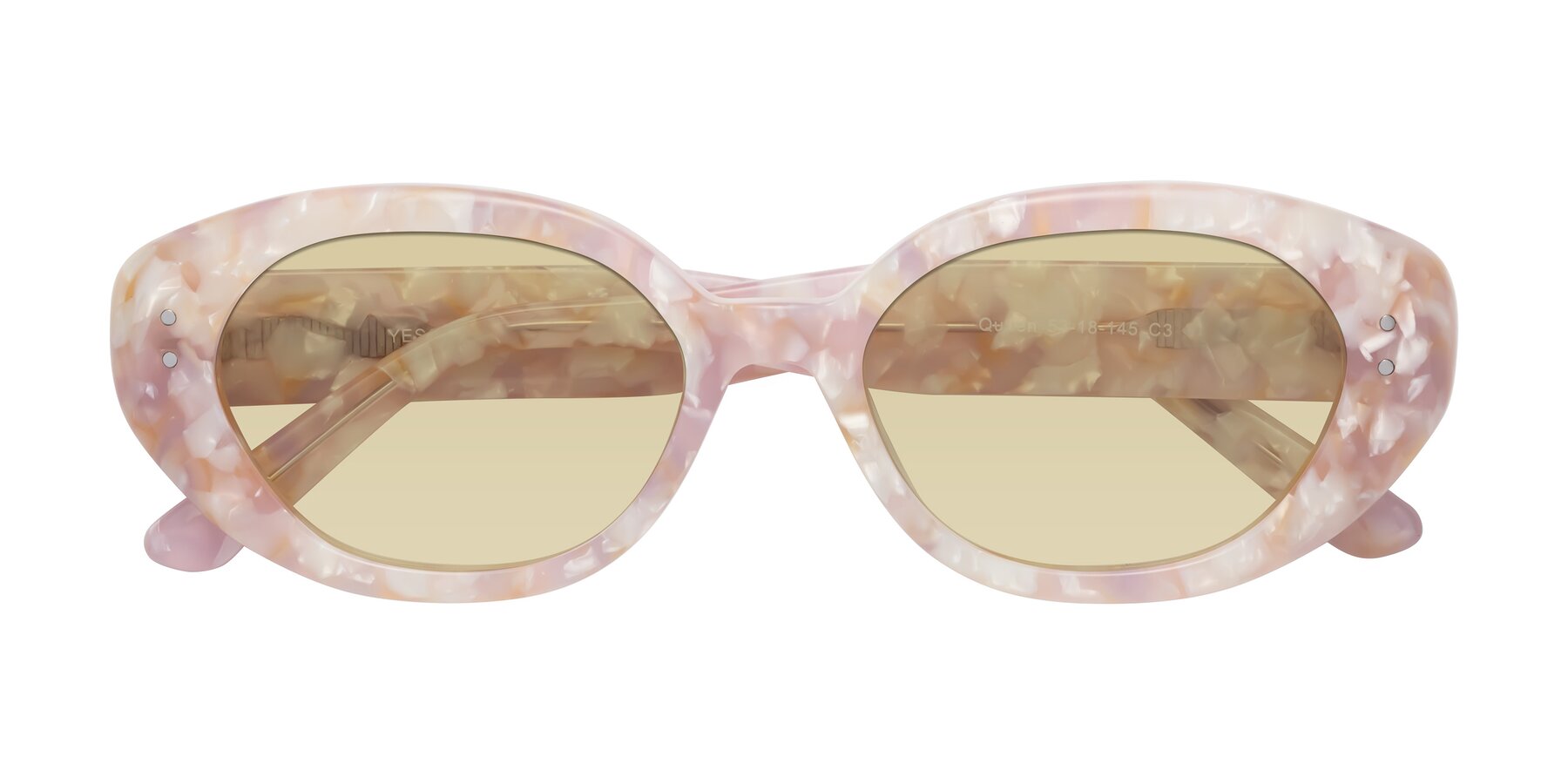 Folded Front of Quuen in Light Pink Tortoise with Light Champagne Tinted Lenses