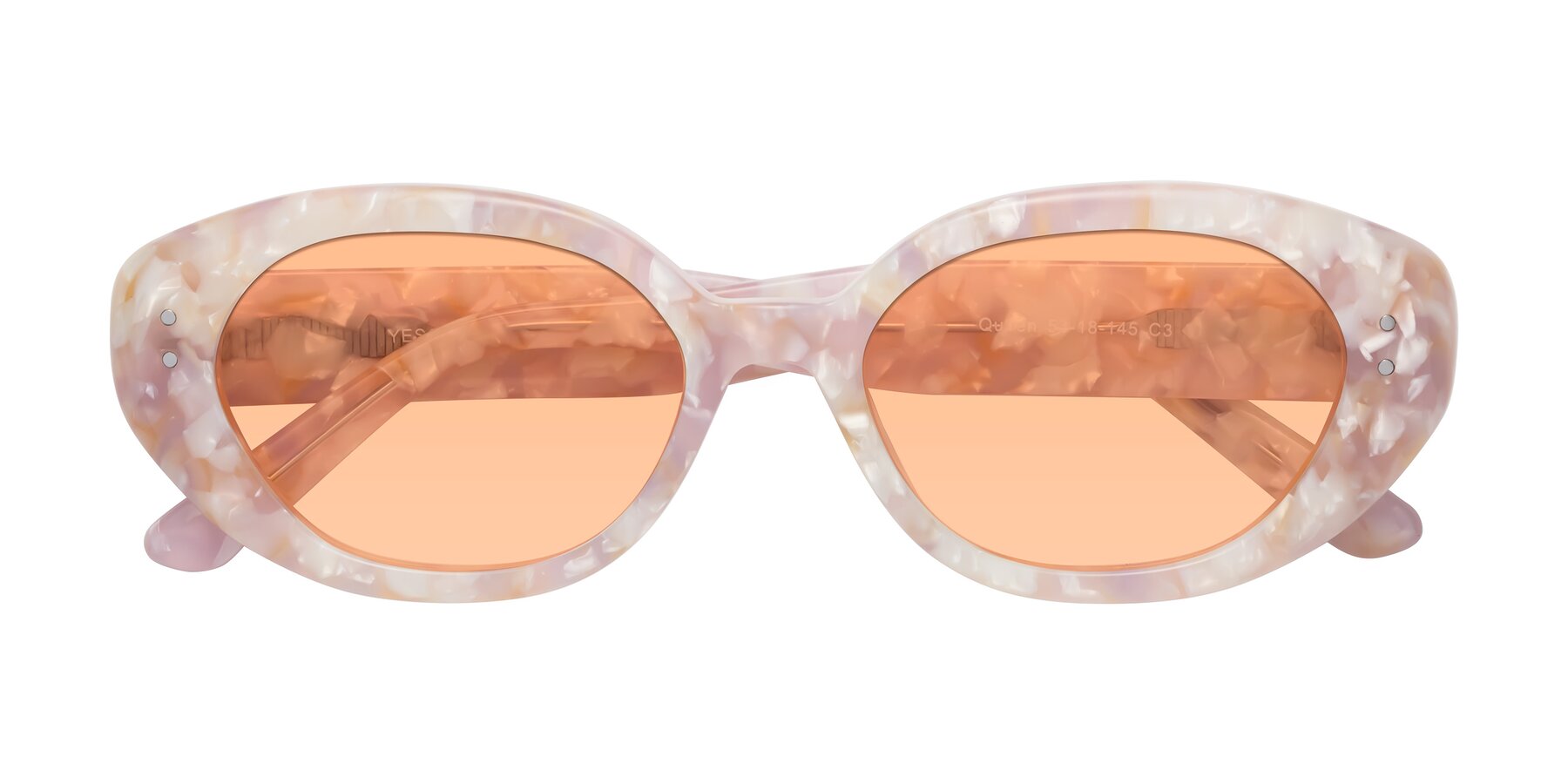 Folded Front of Quuen in Light Pink Tortoise with Light Orange Tinted Lenses