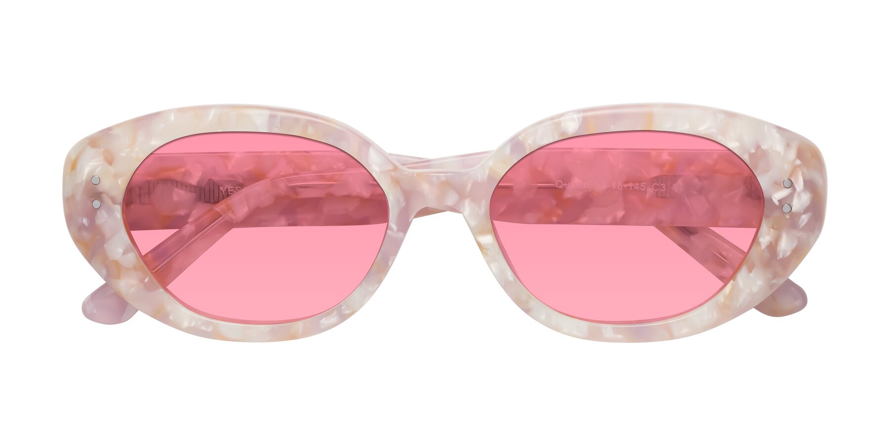 Folded Front of Quuen in Light Pink Tortoise with Pink Tinted Lenses