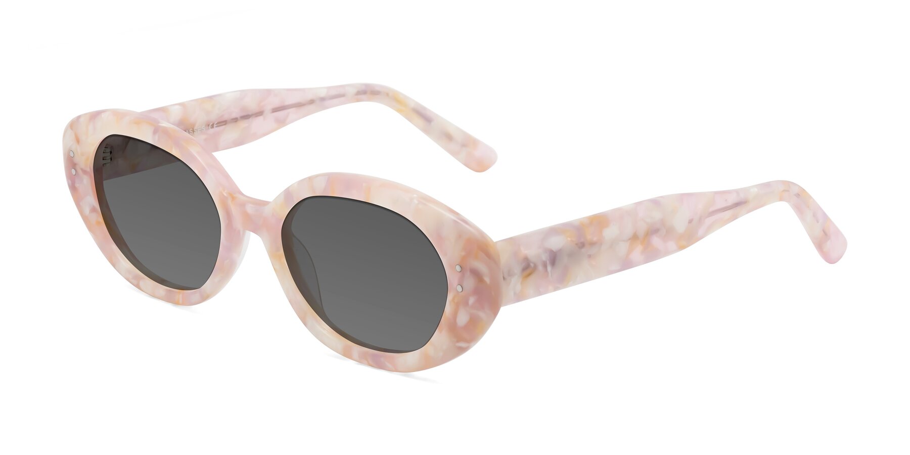 Angle of Quuen in Light Pink Tortoise with Medium Gray Tinted Lenses