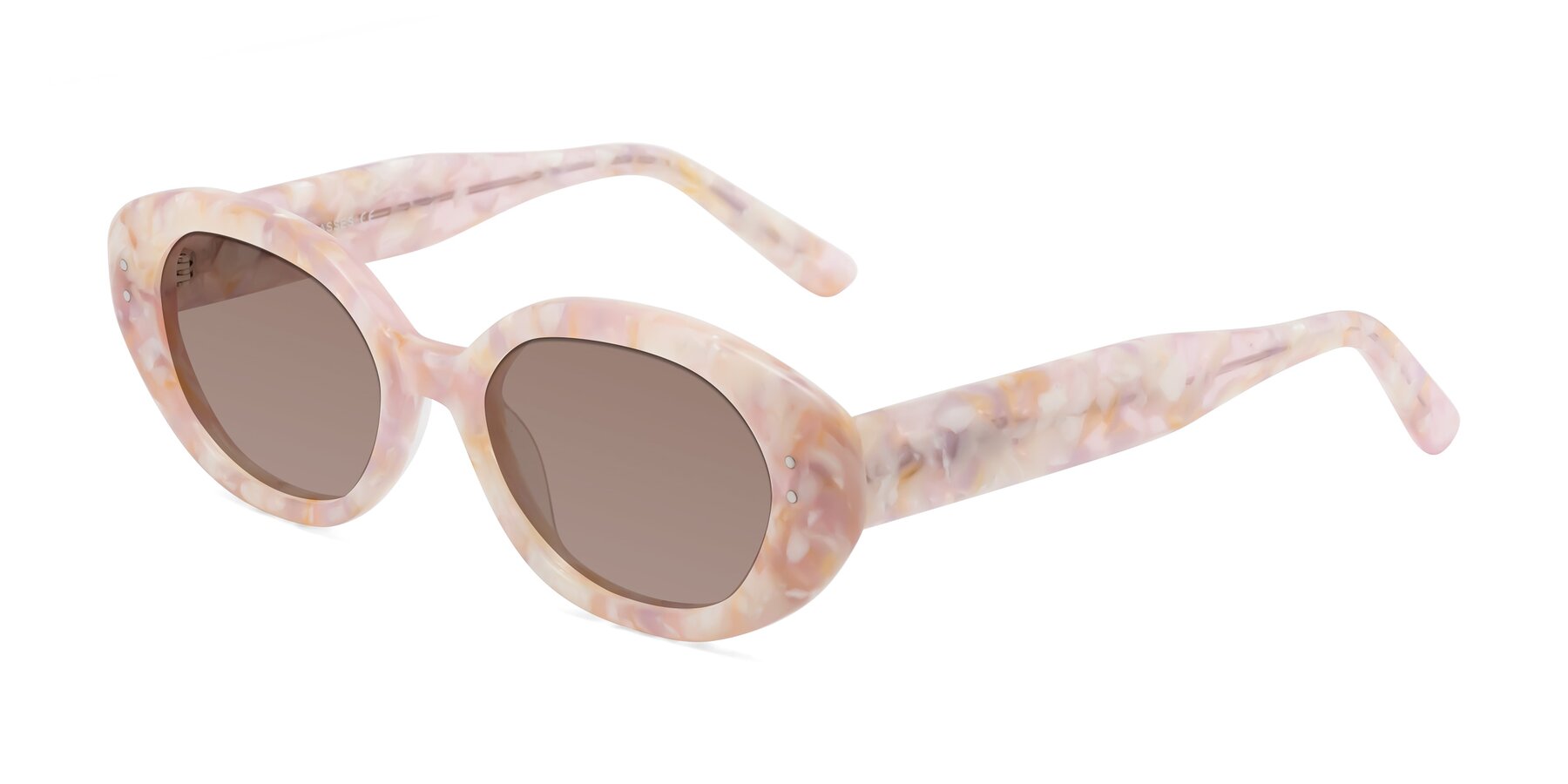 Angle of Quuen in Light Pink Tortoise with Medium Brown Tinted Lenses