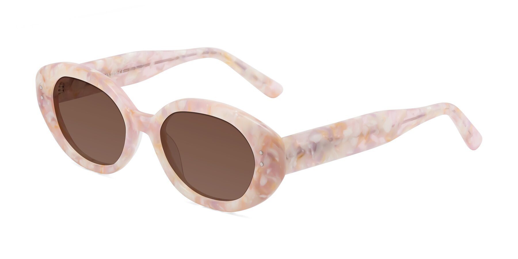 Angle of Quuen in Light Pink Tortoise with Brown Tinted Lenses