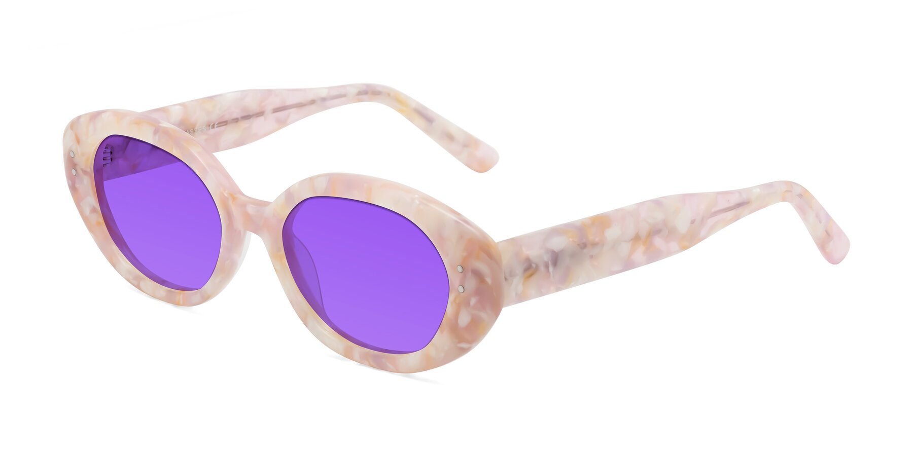 Angle of Quuen in Light Pink Tortoise with Purple Tinted Lenses