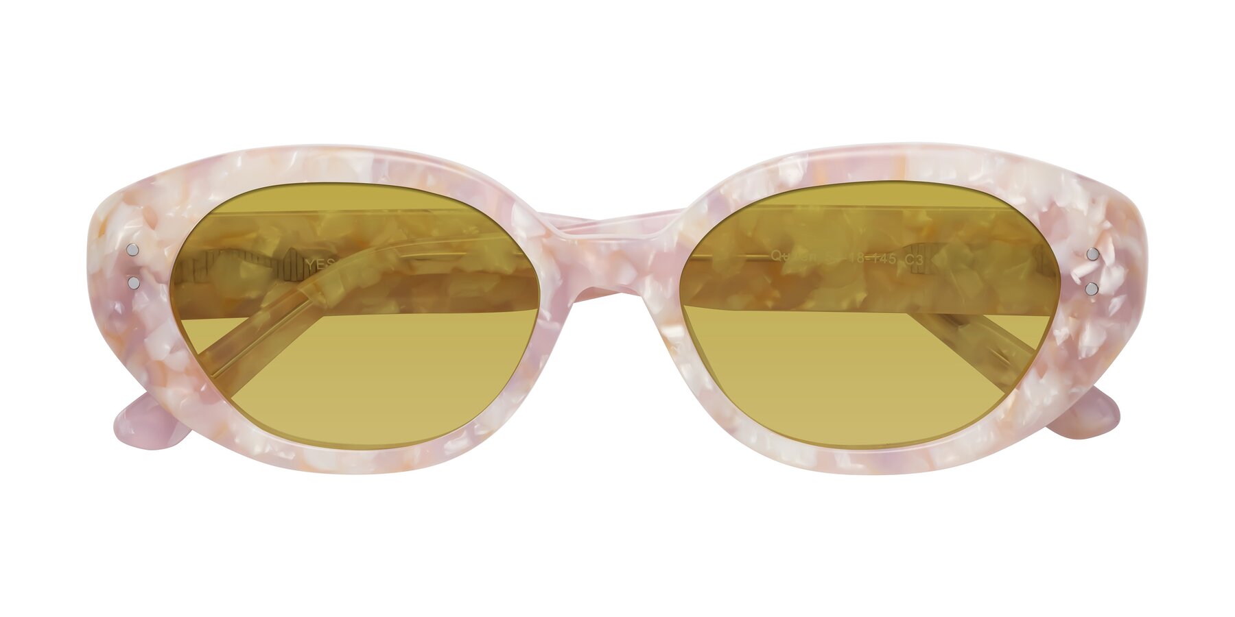 Folded Front of Quuen in Light Pink Tortoise with Champagne Tinted Lenses