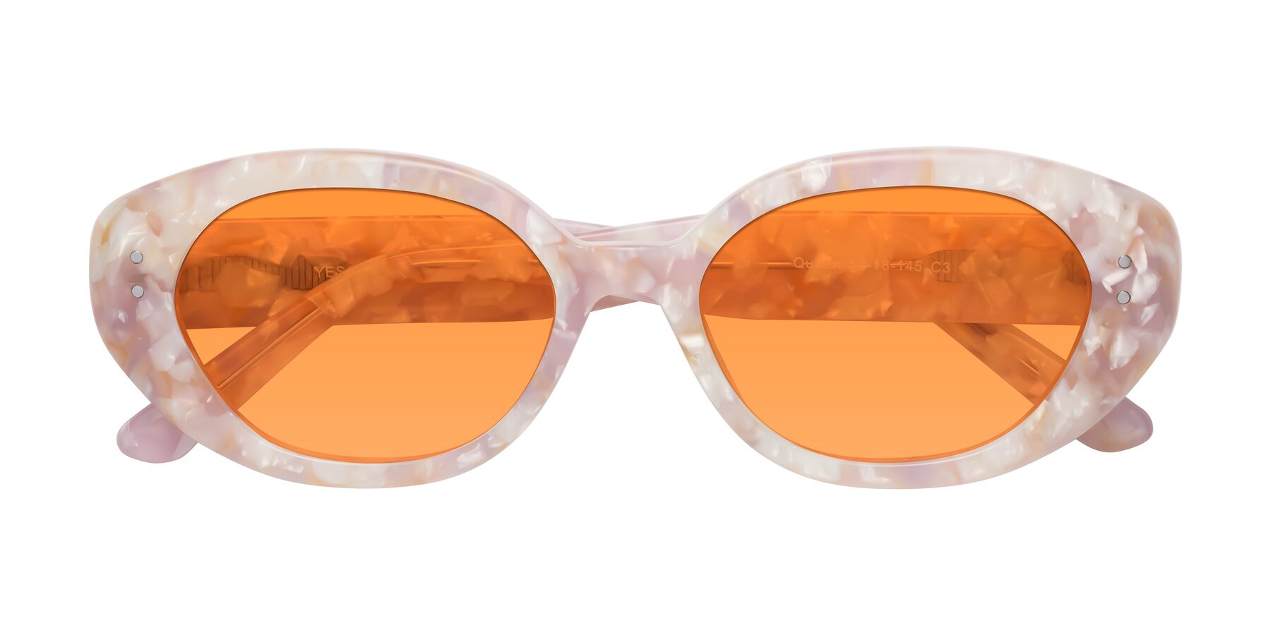 Folded Front of Quuen in Light Pink Tortoise with Orange Tinted Lenses