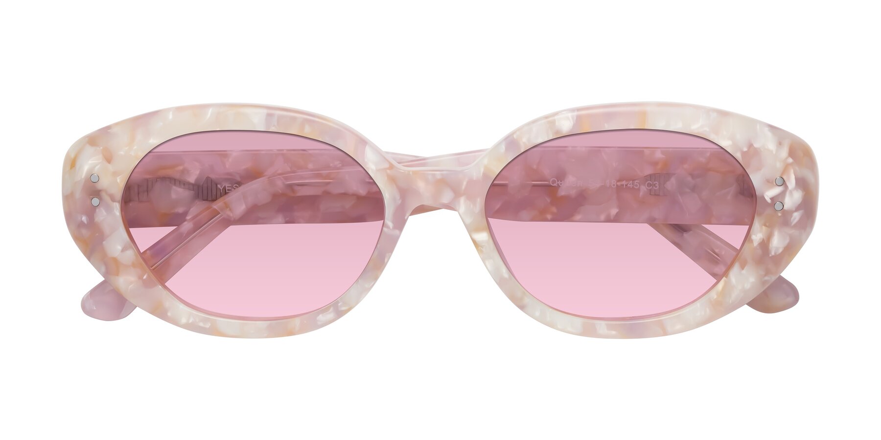 Folded Front of Quuen in Light Pink Tortoise with Light Wine Tinted Lenses